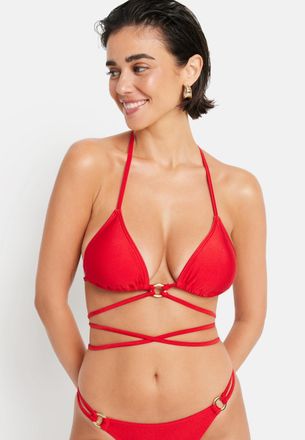 Lascana Triangel-Bikini-Top LSCN BY LASCANA Baila, Damen, Gr. 32, Cup A/B, rot, Polyamid, leicht gl&auml;nzend, unifarben, Bikini-Oberteile Triangel-Bikini-Top, mi