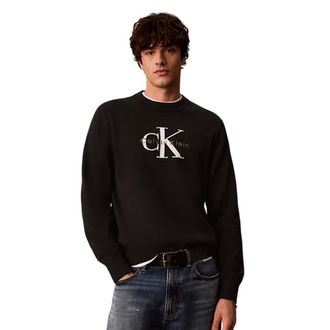 Calvin Klein Jersey Monologo de Algod&oacute;n Relajado - Knitwear - Hombre - Negro - XL