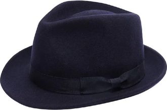 Generic Royal Stallion Premium Australian Wool Crushable Trilby Hat - Navy Blue - 100% Pure Wool, Cotton Sweatband, Grosgrain Band, Classic Fedora-Style Hat (