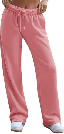 Generic Joggers for Women UK,Wide Leg Joggers for Women Solid Color Drawstring Elasticated Waist Tracksuit Bottoms Lightweight Loose Everyday Lounge Pants Cas