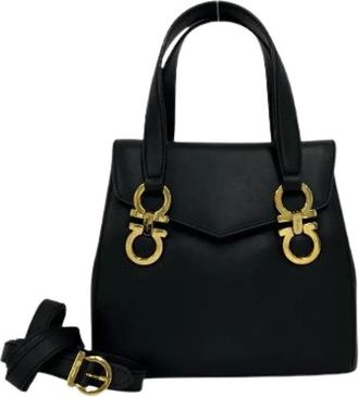 Ferragamo Pre-owned Leren 2way Schoudertas - Dames - Vintage Handtas - Zwart - ONE Size - Leer - Vintage