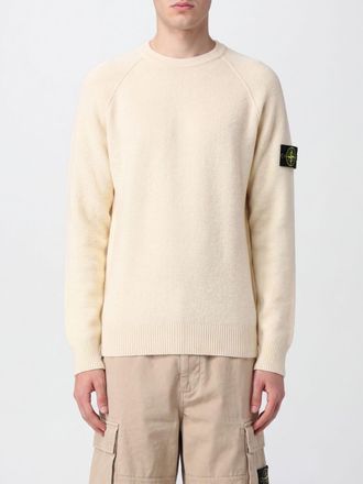 Stone Island Maglia girocollo in cotone con patch logo Compass sulla manica
