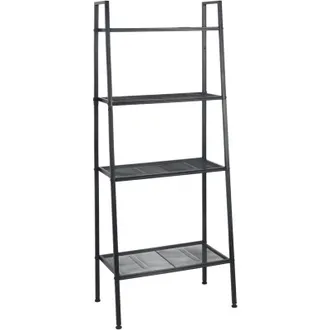 Relaxdays Relaxdays ladder shelf, 4 shelves, HxWxD 148 x 60 x 35 cm, freestanding for living room, kitchen, hallway, metal, black