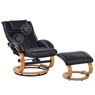 Beliani Beliani - Sill&oacute;n Reclinable De Piel Sint&eacute;tica Con Reposapi&eacute;s Con Calefacci&oacute;n Y Masaje Negro Majestic