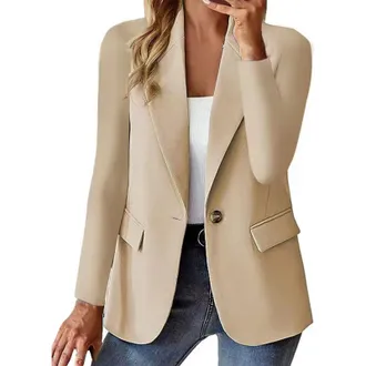 Generic Warehouse Clearance Bargains Sale Blazer Suit for Women UK Elegant Long Sleeve Blazer Jacket With Pocket Fashion Solid Color Two Button Blazers Cardig