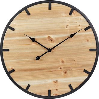 Beliani Beliani - Modern Wall Clock Round 60 cm Light Fir Wood Black Metal Caborca