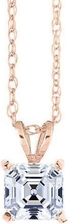 Pompeii3 2 CT Asscher Cut Solitaire Pendant Necklace in 14k White, Yellow, or Rose Gold