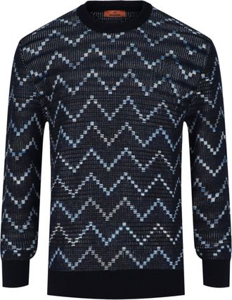 M Missoni Zig-Zag Crewneck Pullover Sweater