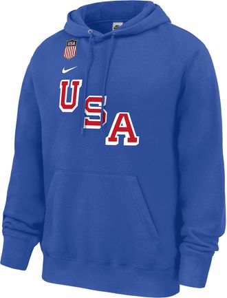 Nike Quinn Hughes Nike Mens USA Club Fleece Gold Medal Hockey Pullover Hoodie in Blue | M31777P325NQH-RYL