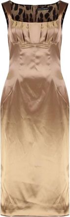 Dolce & Gabbana Satijnen Lange Jurk met Ritssluiting - Dames - Casual kleedjes - Bruin - L - Satijn - Kleedjes