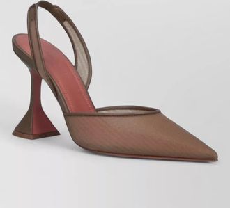 Amina Muaddi pointed toe slingback pumps mesh heel design