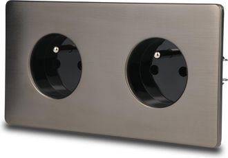 OEM Toma De Corriente Doble De Acero Negro Cepillado Pvd Color Gris Plomo