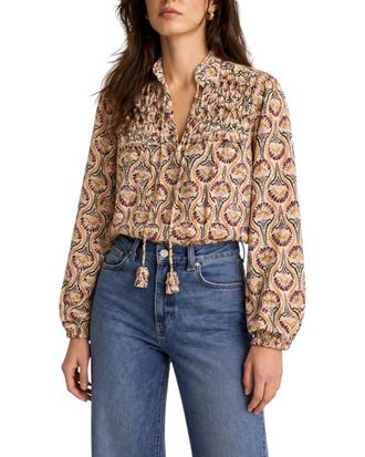 Mint Velvet Floral Print Ruffle Blouse in Brown at Nordstrom, Size X-Large
