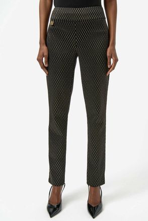 Joseph Ribkoff Foiled Heavy Knit Slim Pants In Black And Gold