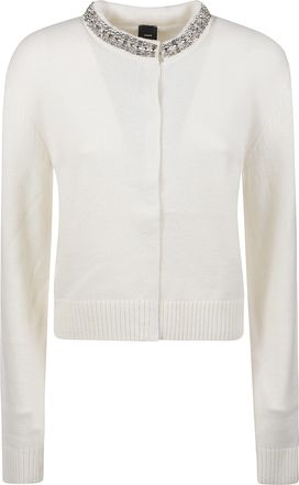 Pinko Colonia Cropped Embellished Fine Knit Sweater