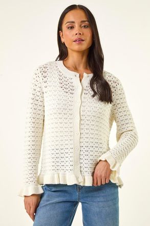 Roman Textured Frill Hem Knit Cardigan