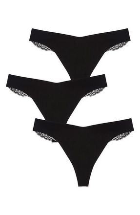 Journelle Allegra Jolie 3-Pack Thong in Noir at Nordstrom, Size X-Small