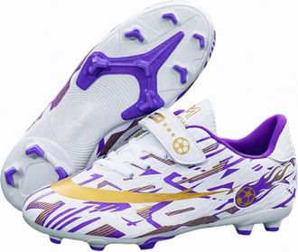 Generic Unisex Lightweight Comfortable Soccer Shoes - Breathable Training Competition Sneakers - Anti-Slip Football Shoes (Purple-Long Cleats,5.5)