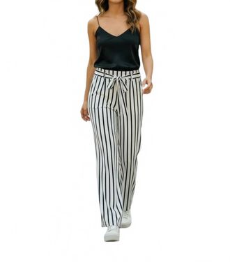 Joseph Ribkoff Striped Knit Wide Leg Pants In White Blue