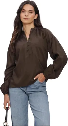 Selected Overhemden, Dames, Bruin, XS, Leer, Dames Blouses Slwdonna Ls Shirt