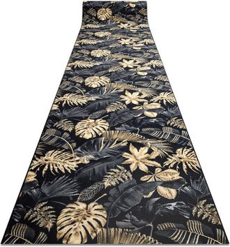 RugsX Rugsx - Alfombra De Pasillo Con Refuerzo De Goma Monstera Hojas, Oro 100 Cm Yellow 100x440 Cm