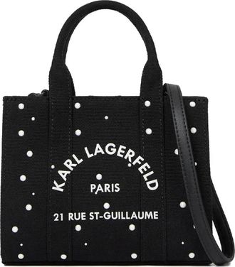 Karl Lagerfeld K/Rsg Square Pearls Mini Tote - Dames - Mini tas - Zwart - ONE Size - Katoen - Tassen