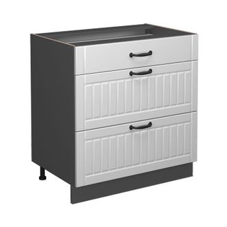 Vicco Mueble Bajo De Cocina Fame-line, Blanco Casa De Campo, 80 Cm Con 3 Cajones, Sin Encimera Vicco