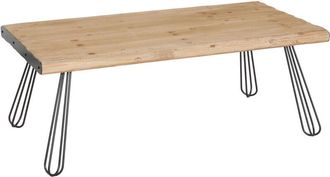 Hhg Tavolino salotto soggiorno design industriale HHG 566 46x120x60cm ferro nero legno di abete naturale
