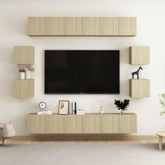 Berkfield Home 10 Piece TV Cabinet Set Sonoma Oak Engineered Wood in Brown