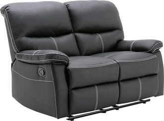 Vente-Unique Sof&aacute;s 2 plazas relax de piel sint&eacute;tica negra CANBY