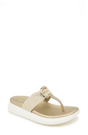 Kenneth Cole Reaction Tina Thong Sandal in Soft Gold Canvas at Nordstrom Rack, Size 6.5