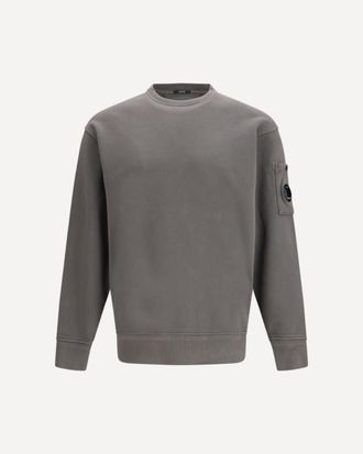 C.P. Company C. P. COMPANY Diagonal Raised Fleece Crewneck Lens Sweatshirt Male S