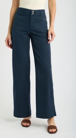 Wit & Wisdom Emma Patch Pocket High Waist Wide Leg Pants in Carbon Blue at Nordstrom, Size 16