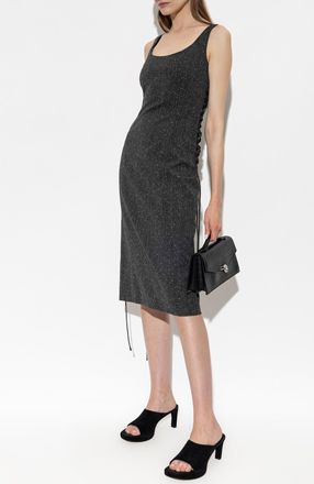 Alexander McQueen Wool Dress With Straps, Womens, Grey