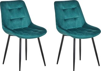 Beliani Beliani - Conjunto De 2 Sillas De Comedor En Terciopelo Azul Con Patas De Hierro Con Recubrimiento De Polvo Negras Estilo Moderno Melrose