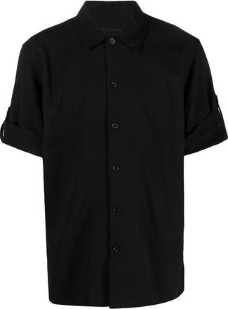 Helmut Lang short-sleeve button-up shirt - men - Rayon/Linen/Flax/Cotton/Polyester - S - Black