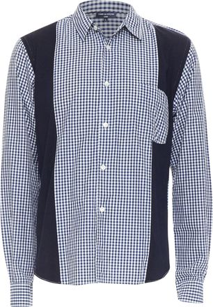 Comme Des Gar&ccedil;ons COMME DES GARCONS SHIRT 2010 white blue patchwork gingham cotton wool shirt L