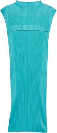 Pleats Please Issey Miyake Geplooide mouwloze midi-jurk - Blauw