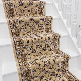 Runrug Stair Runner Carpet for Staircases - Soft & Comfy, 9mm - Traditional in Beige | Size: 80 cm x 720 cm