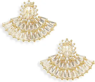 Cara Crystal Fan Stud Earrings in Gold at Nordstrom Rack