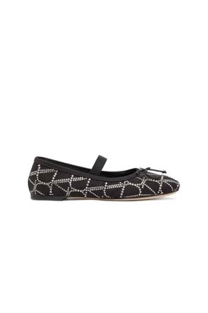 Valentino Garavani Toile Iconographe Embellished Ballerina In Black