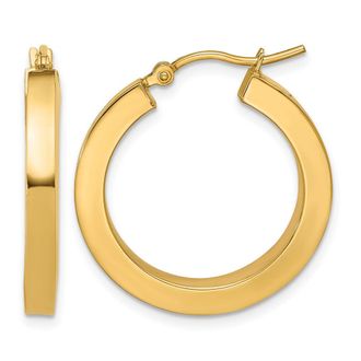 Diamond2Deal 14k Gold 3mm Square Shape Tube Hoop Earrings