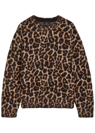 Anine Bing Sydney Leopard-intarsia Brushed Wool-blend Jumper - S (UK8-10 / S)