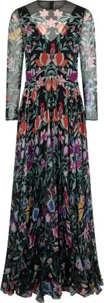 Valentino Garavani floral long-sleeved midi dress - Black