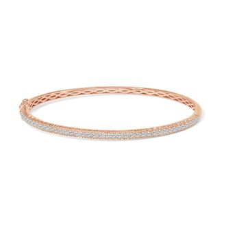 House of Brilliance 14K Rose Gold 1.00 Cttw Half Eternity Diamond Bangle Bracelet (G-H Color, SI2-I1 Clarity)