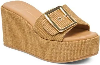 Dolce Vita Jilian Platform Wedge Sandal in Mocha Raffia at Nordstrom, Size 6.5