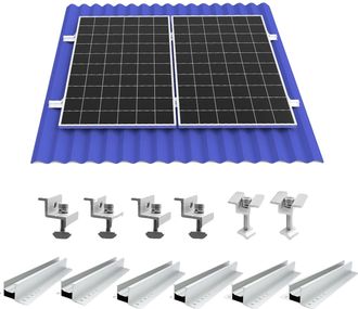 OEM Soportes De Montaje Solar, Abrazaderas Ajustables, Construcci&oacute;n De Aluminio, Para 2 Paneles Fotovoltaicos