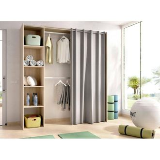 Dmora Dmora - Gran Armario Caloy, Muebles De Dormitorio, Vestidor, Armario De Ropa, 180x50 H205 Cm, Roble