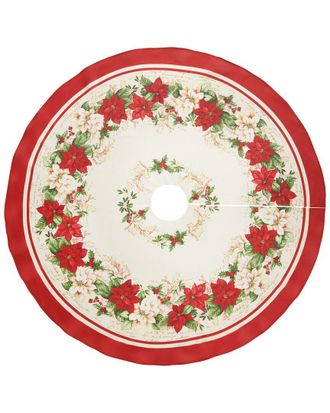 Elrene Red & White Poinsettias Christmas Tree Skirt