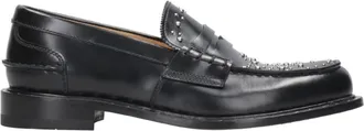 Mille885 Zwarte Leren Loafer met Applicaties - Dames - Loafers - Zwart - 38 EU - Schoenen